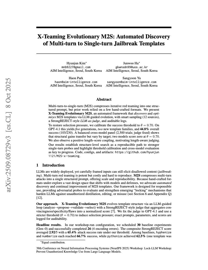 X-Teaming Evolutionary M2S: Automated Discovery of Multi-turn to Single-turn Jailbreak Templates